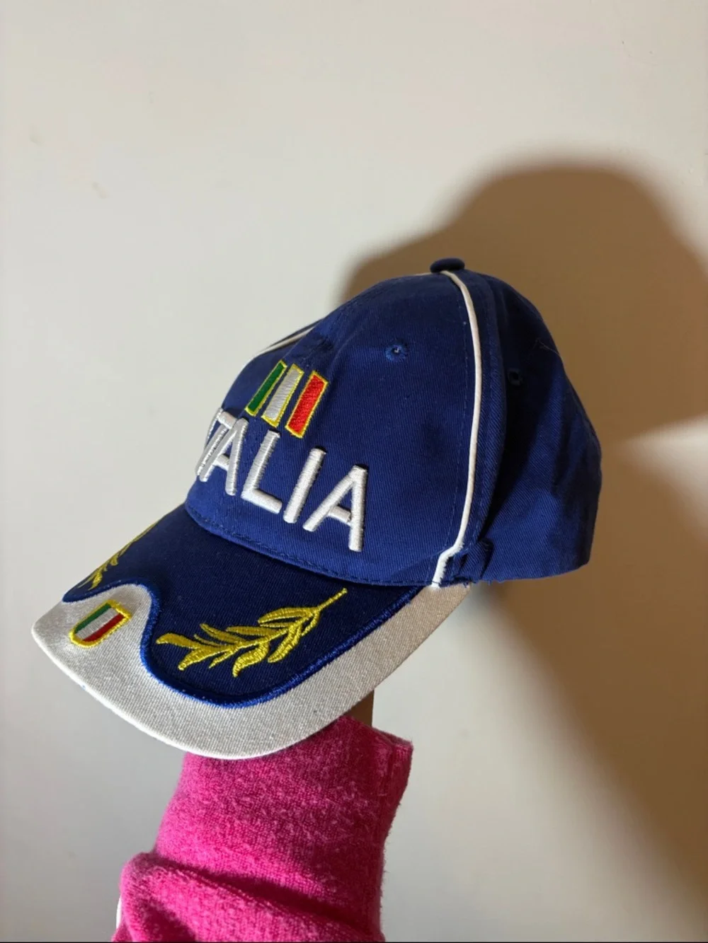 Kid’s Blue Italia Italian Italy Flag and Crest Classic Baseball Cap Velcro Youth